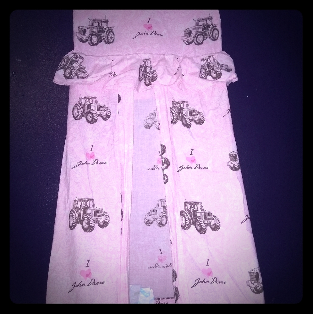 Pink I love John Deere diaper holder